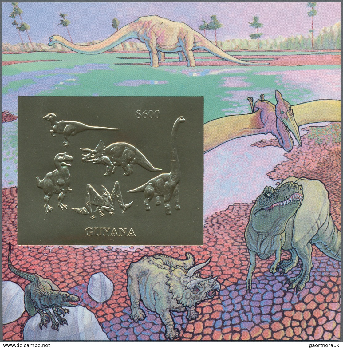 Thematik: Tiere-Dinosaurier / Animals-dinosaur: 1993/1994, Guyana, Dinosaurs (Gold+Silver Issues), S - Préhistoriques