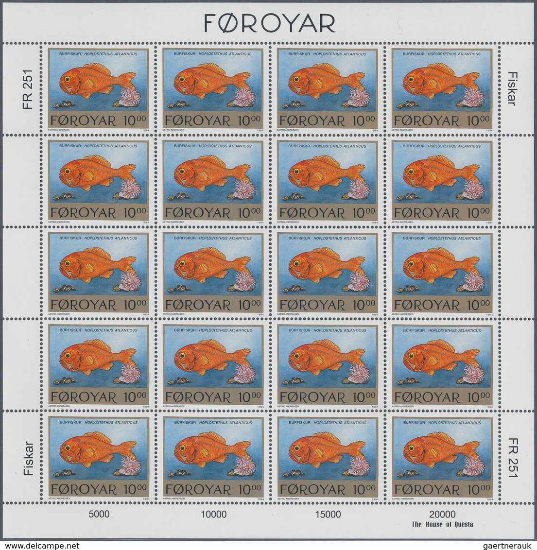 Thematik: Tiere-Fische / Animals-fishes: 1994, Faroe Islands, Mi.no. 256/259, 820 Copies Of This Set - Peces