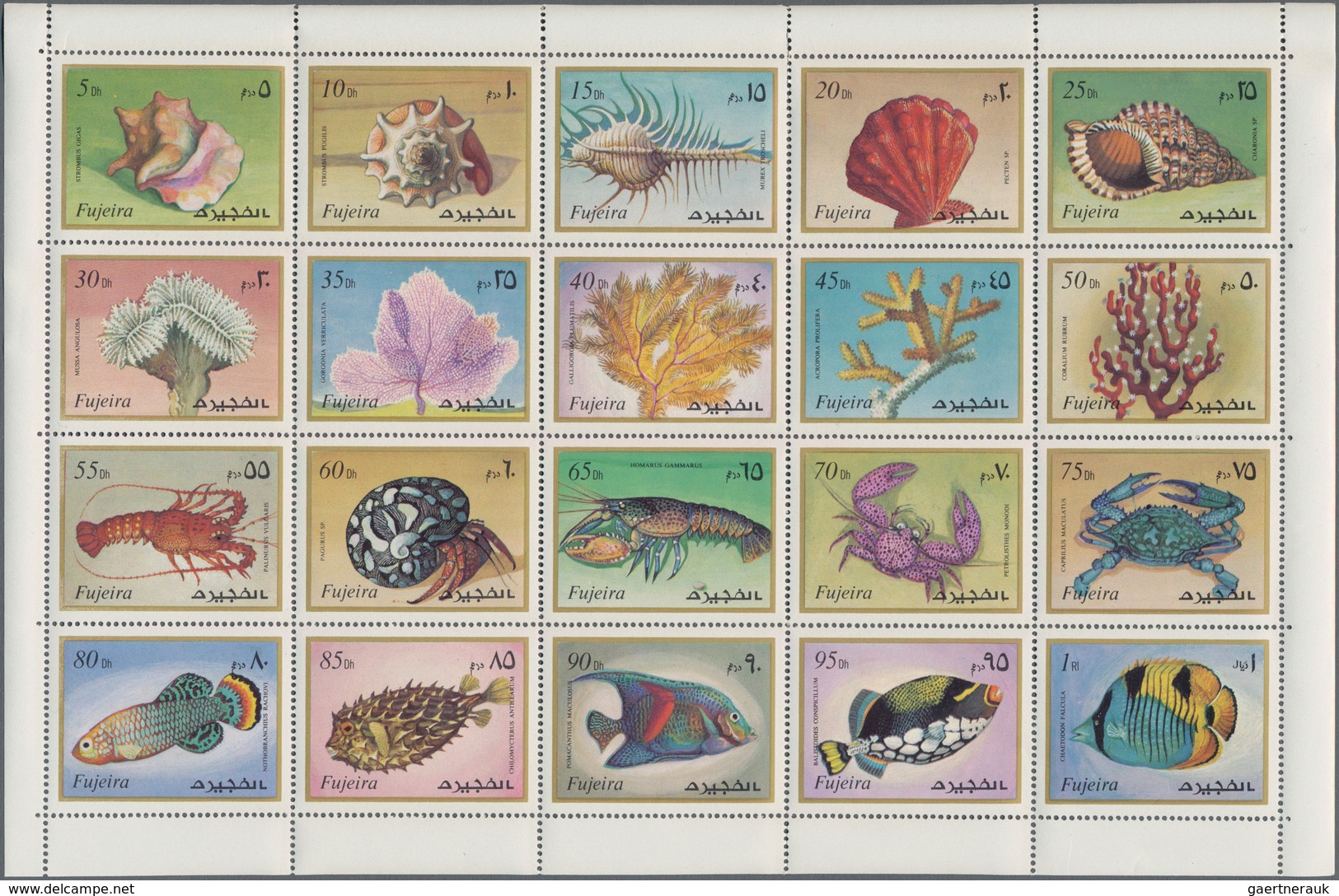Thematik: Tiere-Meerestiere / Animals-sea Animals: 1972, Fujeira: Marine Animals (coral, Fish, Crab - Maritiem Leven