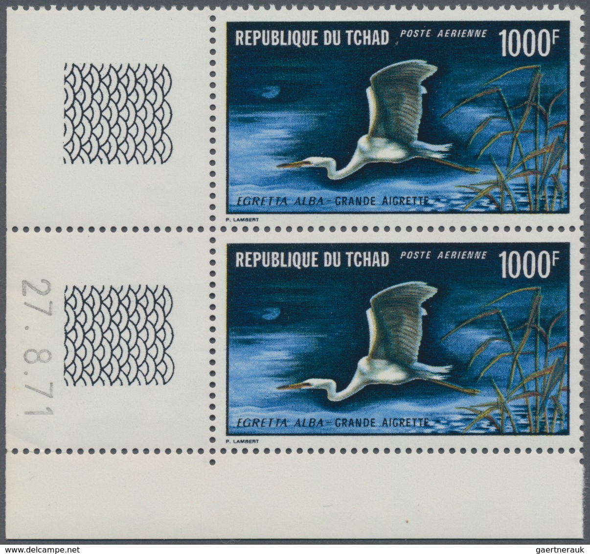 Thematik: Tiere-Vögel / Animals-birds: 1971, TCHAD: Airmail Definitive 1.000fr. 'Casmerodius Albus' - Andere & Zonder Classificatie