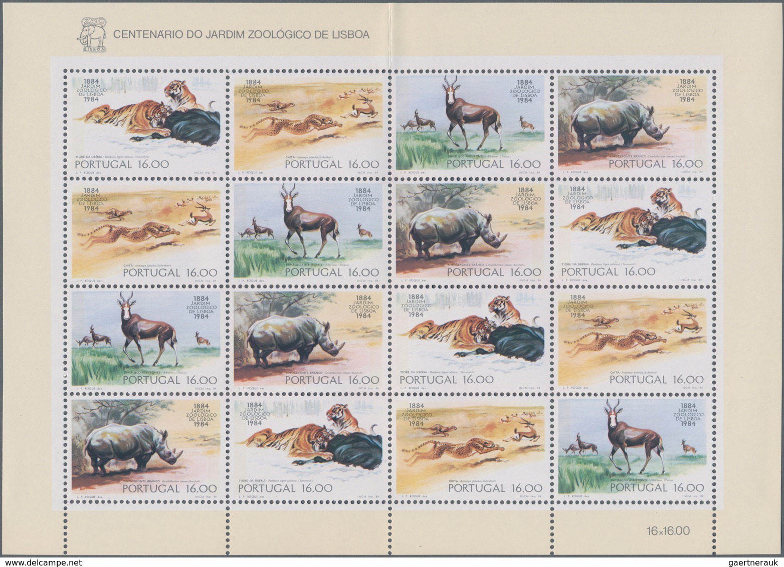 Thematik: Tiere-Zootiere / Animals-zoo Animals: 1984, Portugal, 100 Years Lisbon Zoo, Complete Set O - Andere & Zonder Classificatie
