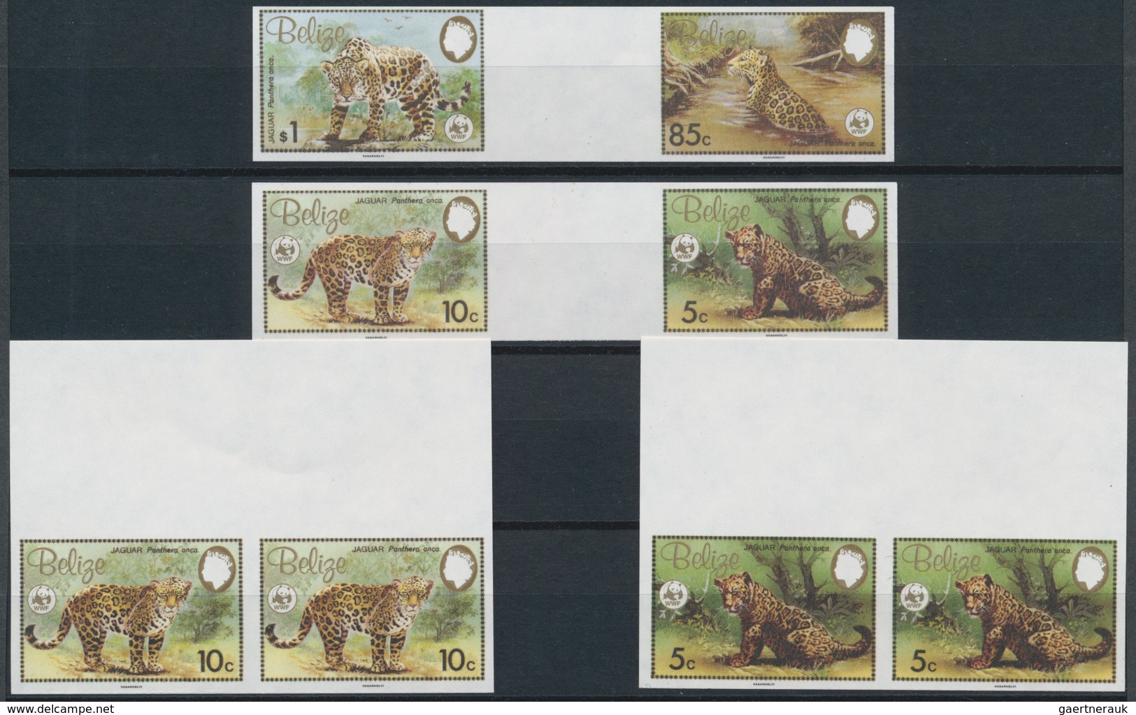 Thematik: WWF: 1983, WWF Jaguar, Set Of Four IMPERFORATED Proofs On Normal Paper Without Gum. One Si - Otros & Sin Clasificación