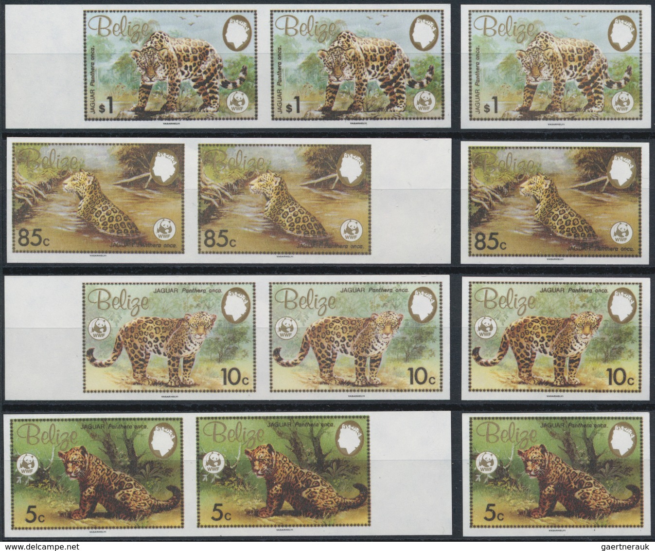 Thematik: WWF: 1983, WWF Jaguar, Set Of Four IMPERFORATED Proofs On Normal Paper Without Gum. One Si - Autres & Non Classés