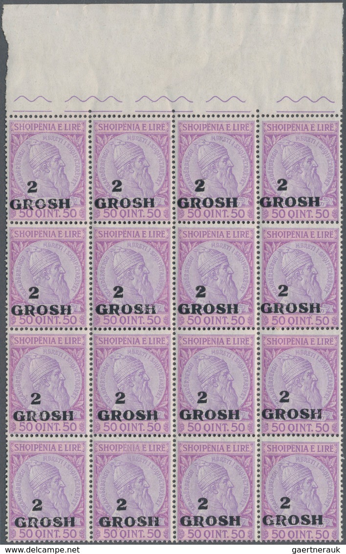 Albanien: 1914, Skanderbeg 50q. Violet/rose Surch. '2 / GROSH' In A Lot With Approx. 500 Stamps Most - Albania