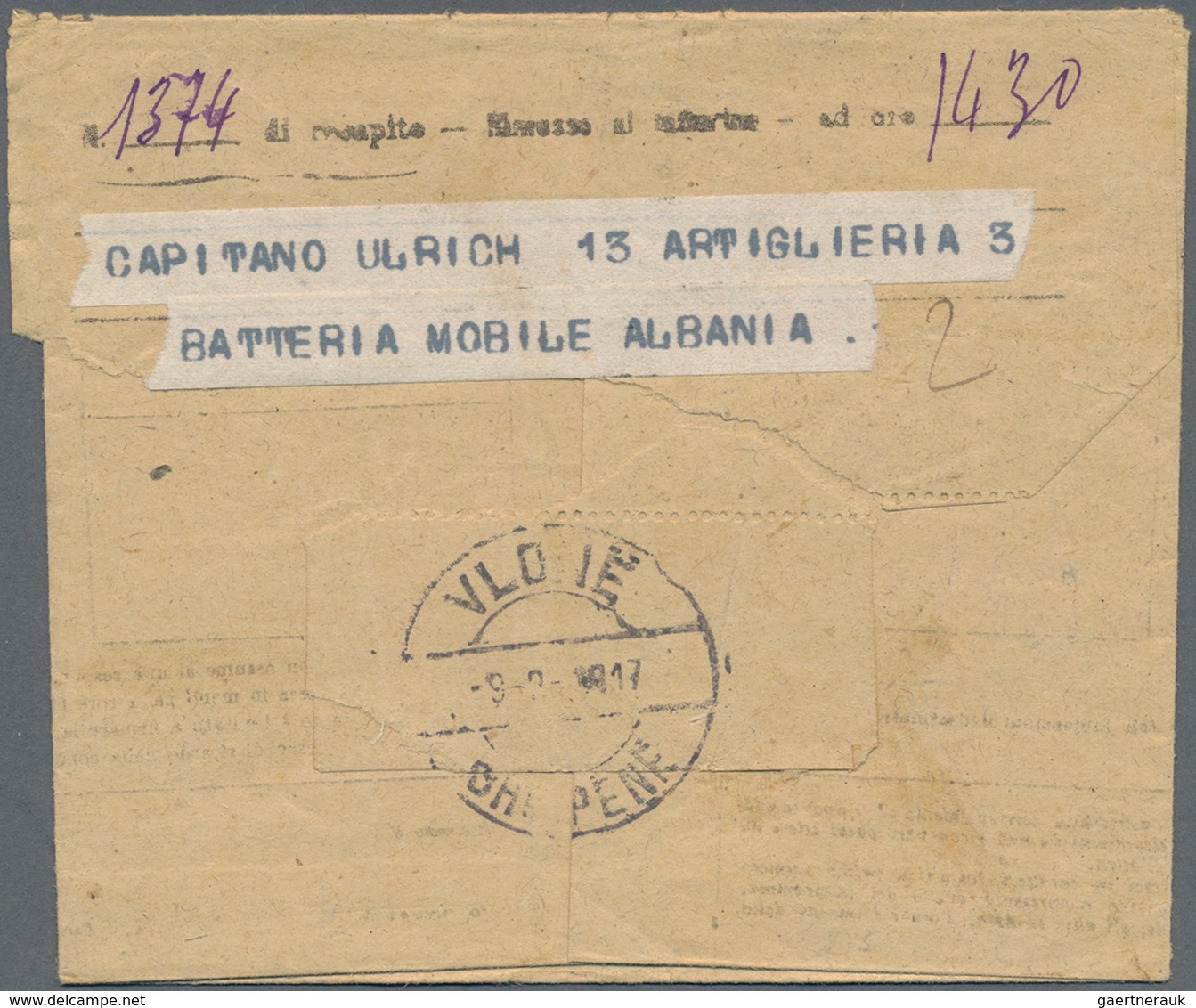 Albanien: 1914/1942, Lot Of 20 Covers/cards, E.g. 1913 Skanderberg 25q. Blue Single Franking On Dome - Albanië