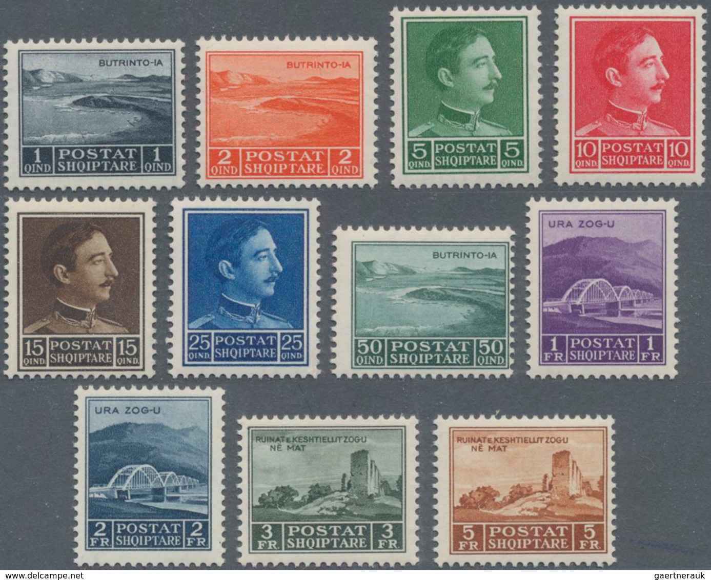 Albanien: 1930, Definitives Complete Set Of 11 (King Zogu I., Ahmet-Zogu Bridge, Zogu Fortress Etc.) - Albanien