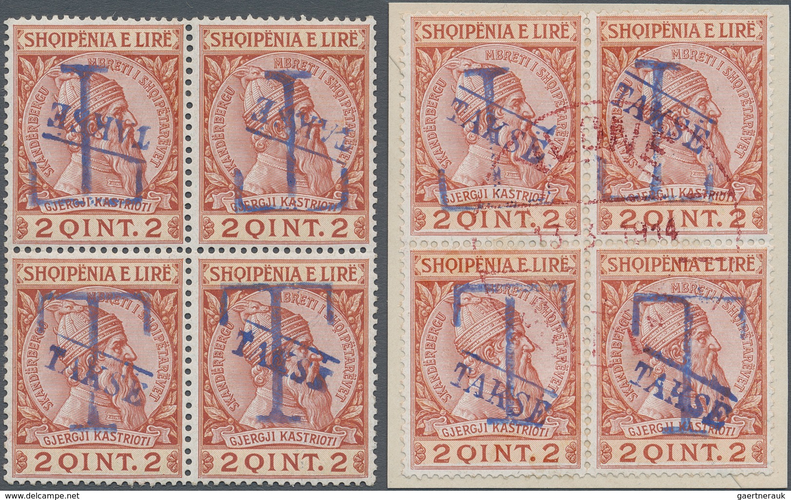 Albanien - Portomarken: 1914, "T/Takse" Overprints On Skanderberg, Mint And Used Assortment Of 39 St - Albanië