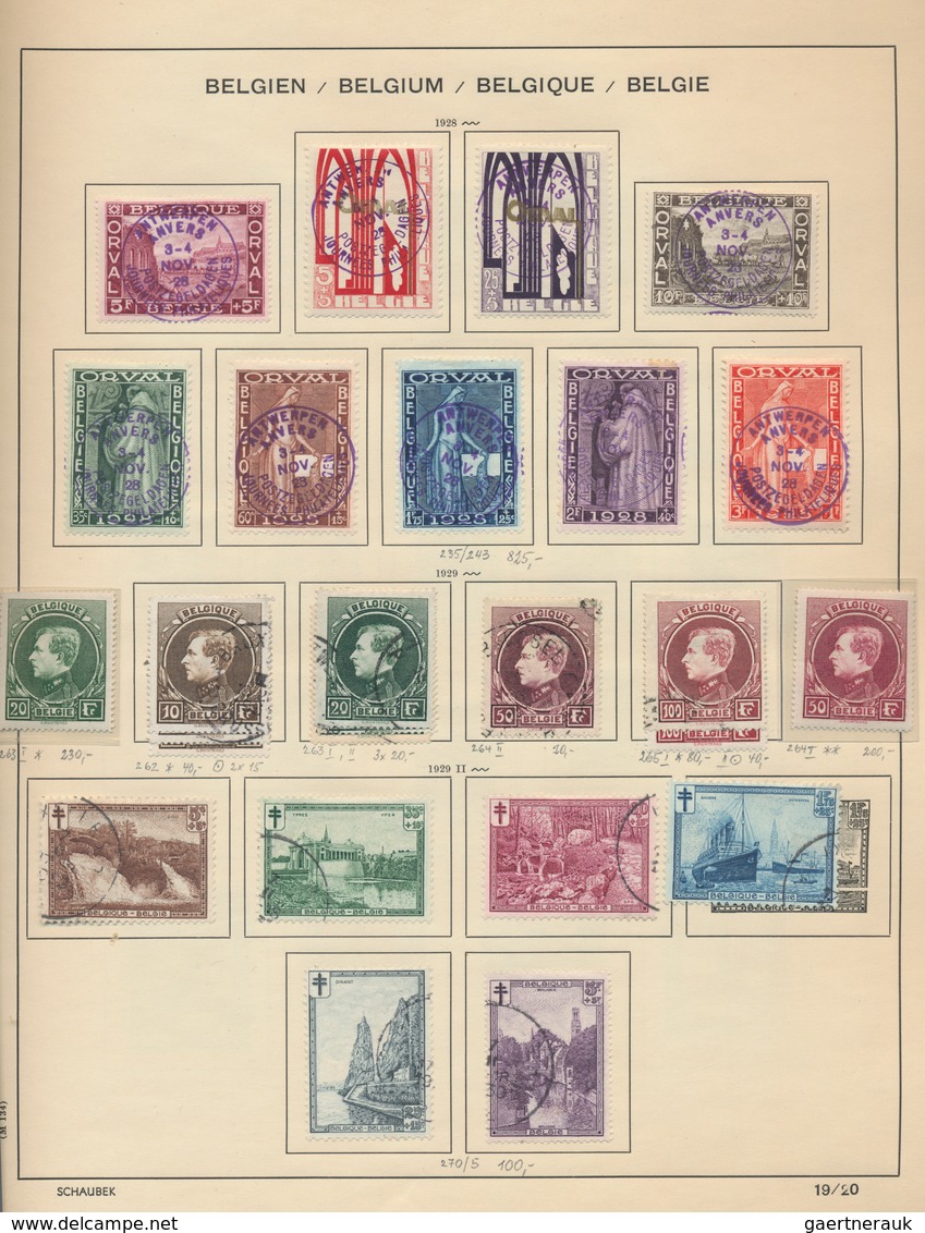 Belgien: 1849/1980. Schaubek Preprinted Album. Up To 1955 Predominantly Used, After 1955-1980 MNH An - Verzamelingen