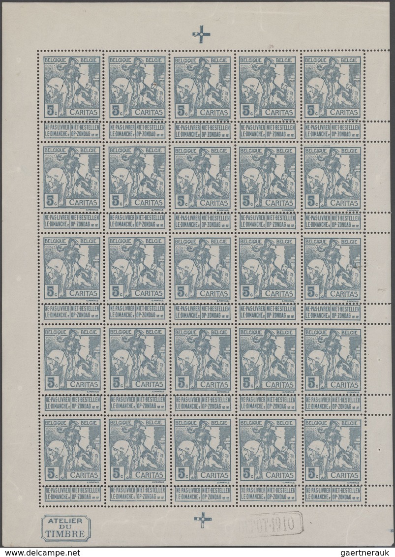 Belgien: 1910, Charity Issue "Tuberculosis Fighting", 5c.+10c. Type "Montald" And 1c., 2c. And 10c. - Verzamelingen