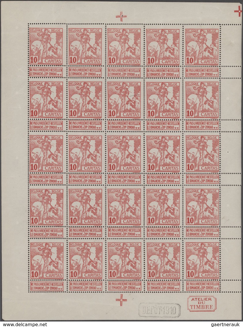 Belgien: 1910, Charity Issue "Tuberculosis Fighting", 5c.+10c. Type "Montald" And 1c., 2c. And 10c. - Colecciones