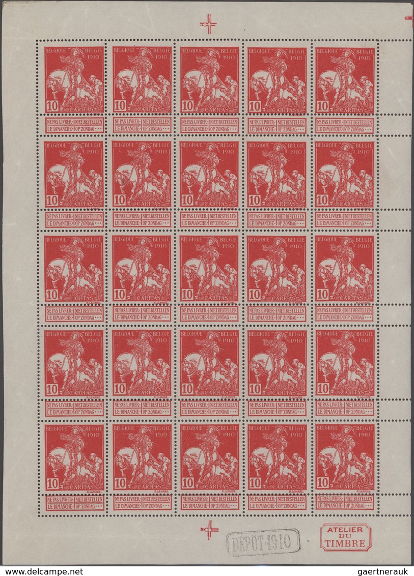 Belgien: 1910, Charity Issue "Tuberculosis Fighting", 5c.+10c. Type "Montald" And 1c., 2c. And 10c. - Verzamelingen