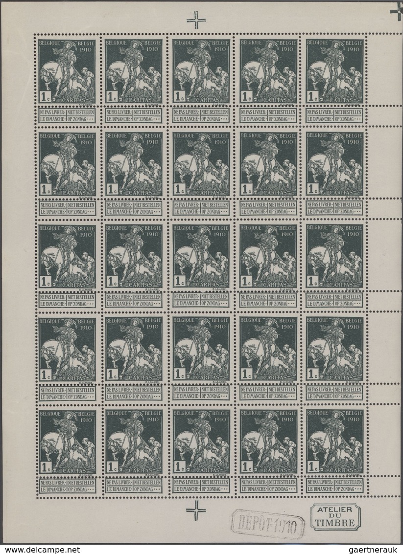 Belgien: 1910, Charity Issue "Tuberculosis Fighting", 5c.+10c. Type "Montald" And 1c., 2c. And 10c. - Colecciones