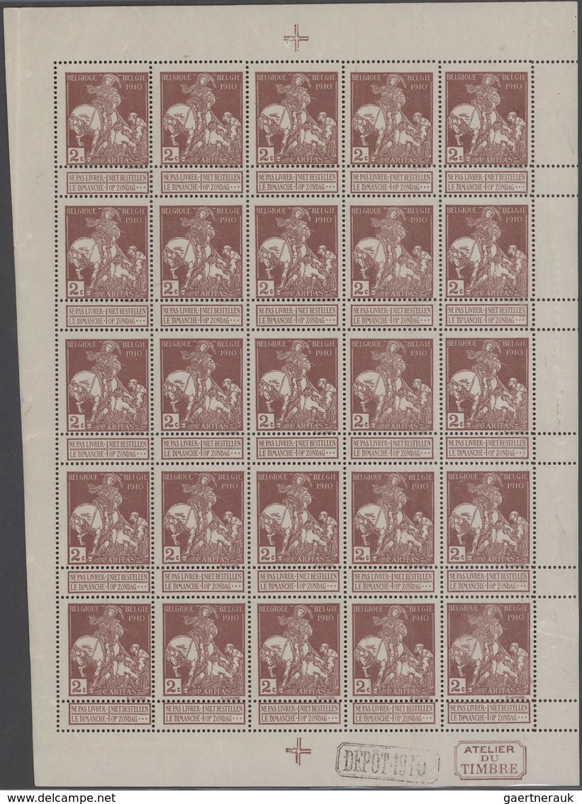 Belgien: 1910, Charity Issue "Tuberculosis Fighting", 5c.+10c. Type "Montald" And 1c., 2c. And 10c. - Verzamelingen