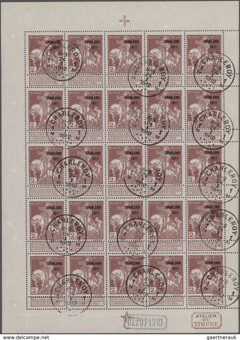 Belgien: 1911, "CHALEROI 1911" Overprints On 1910 Charity Issue, 1c.-5c. Type "Montald" And 1c.-10c. - Collections