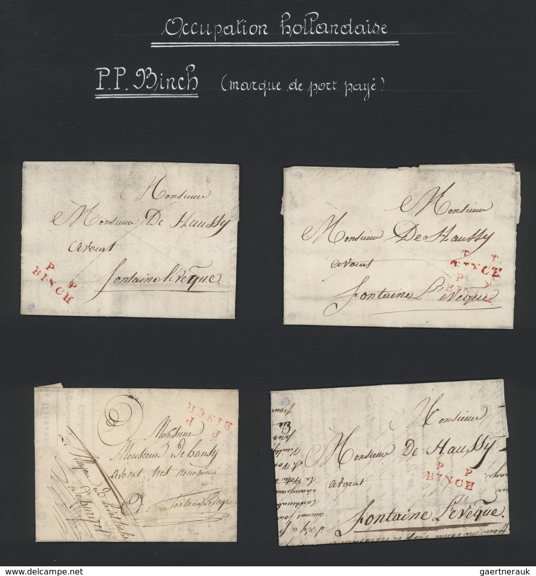 Belgien - Stempel: BINCHE, 1801/1850 ca., specialized and very detailed collection comprising the pr