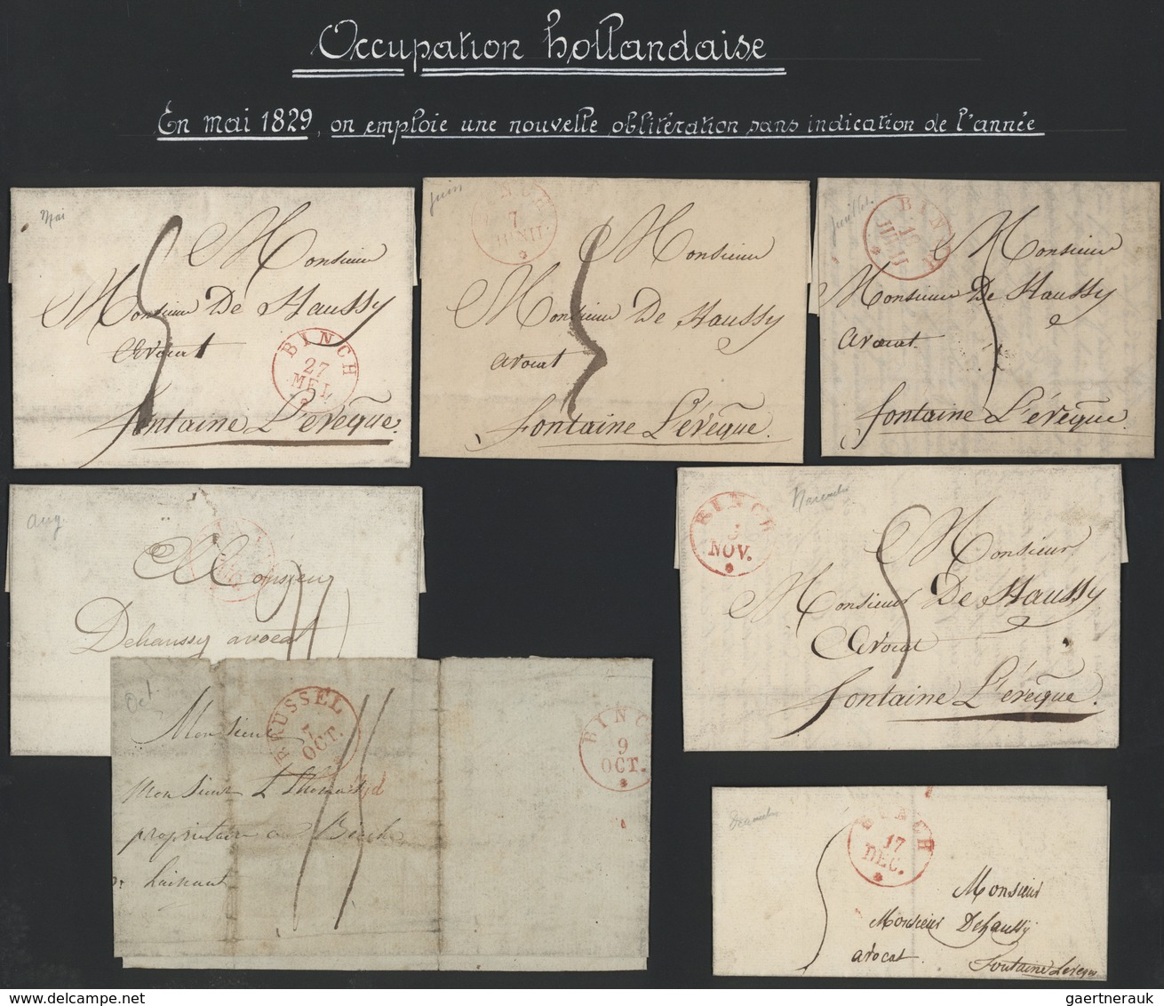 Belgien - Stempel: BINCHE, 1801/1850 ca., specialized and very detailed collection comprising the pr