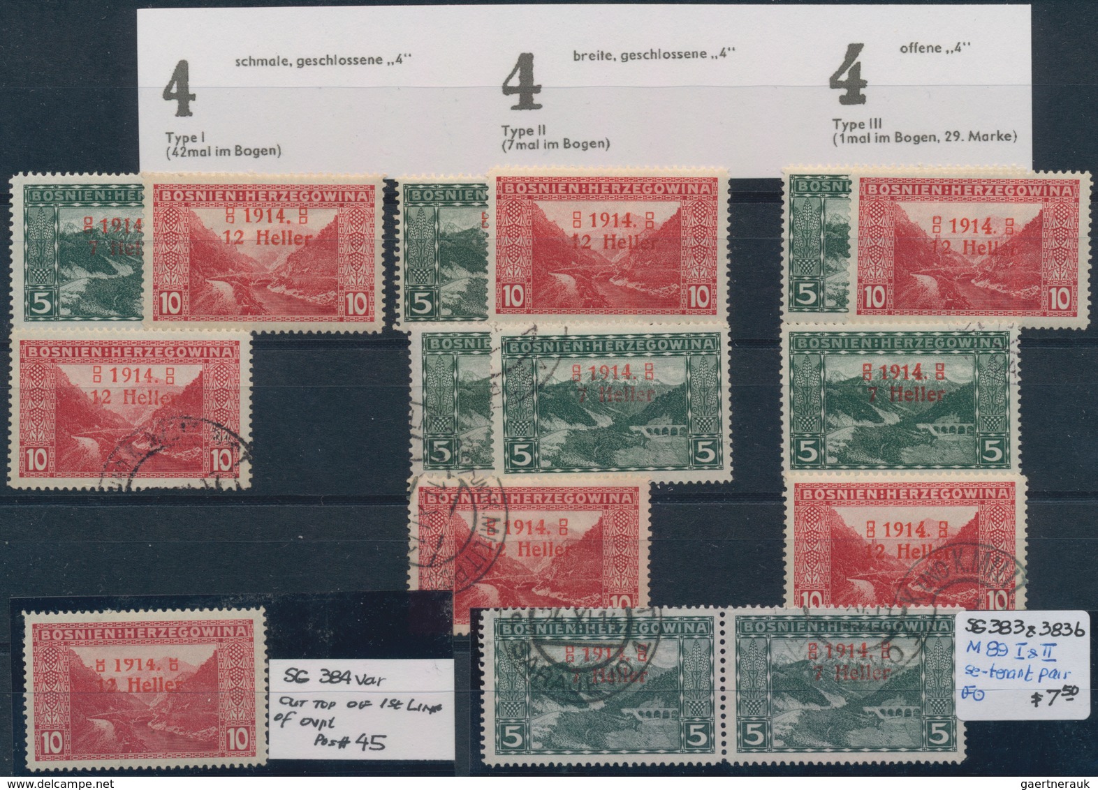 Bosnien Und Herzegowina (Österreich 1879/1918): 1914 -1915, Small Lot Of The Overprint Stamps, Inclu - Bosnien-Herzegowina