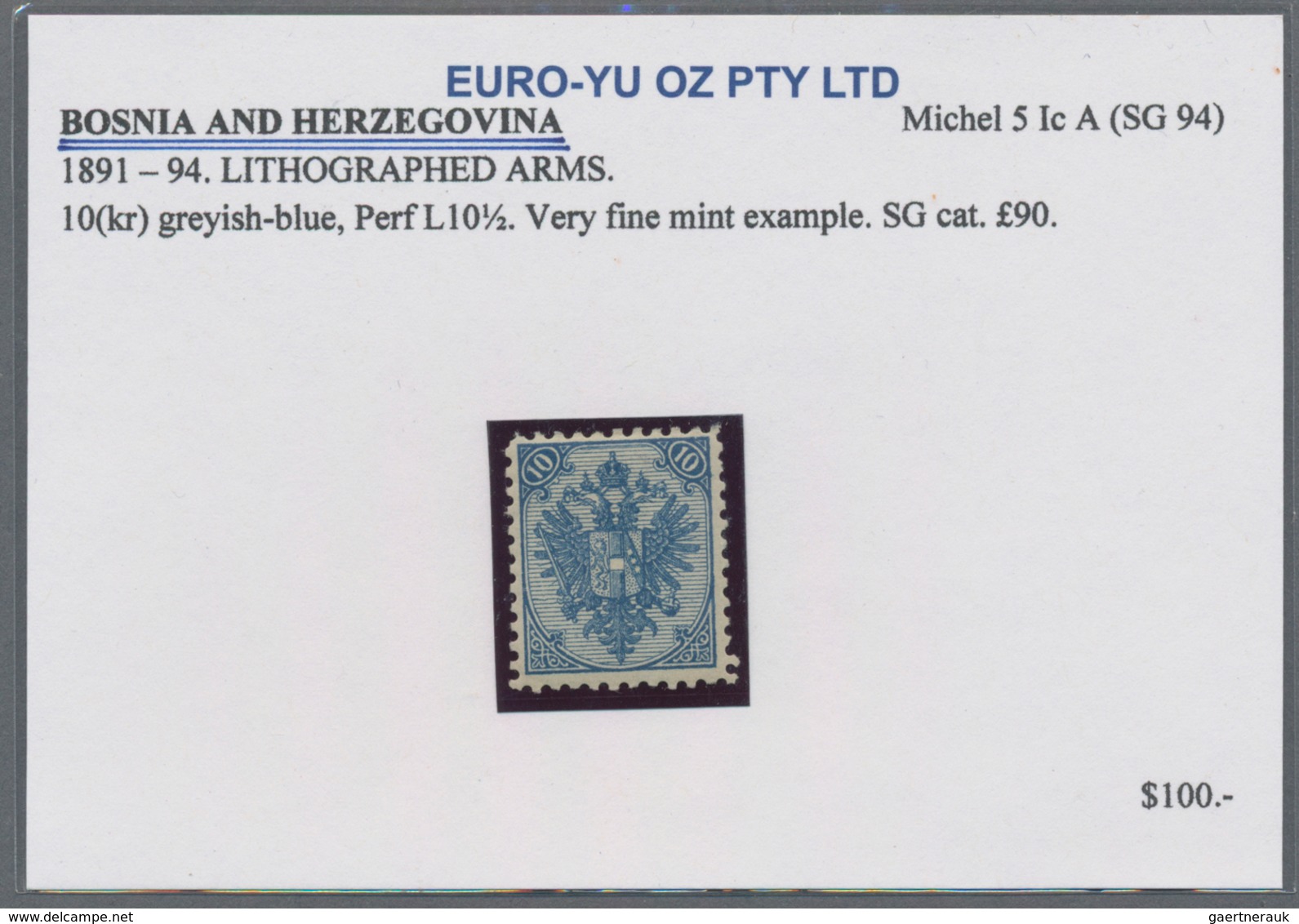 Bosnien und Herzegowina: 1879/1899, Definitives "Double Eagle", 10kr. blue, specialised assortment o