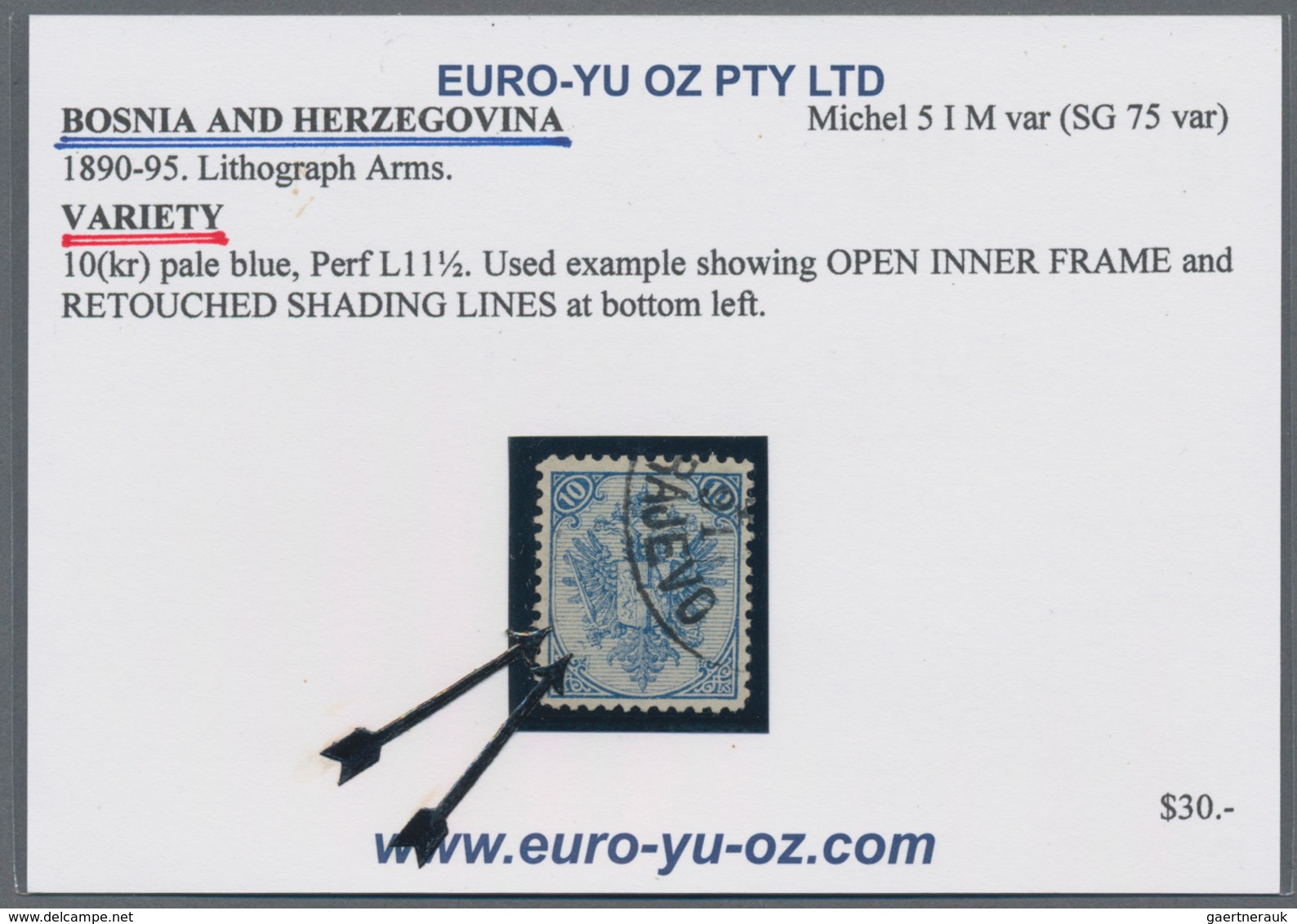 Bosnien und Herzegowina: 1879/1899, Definitives "Double Eagle", 10kr. blue, specialised assortment o