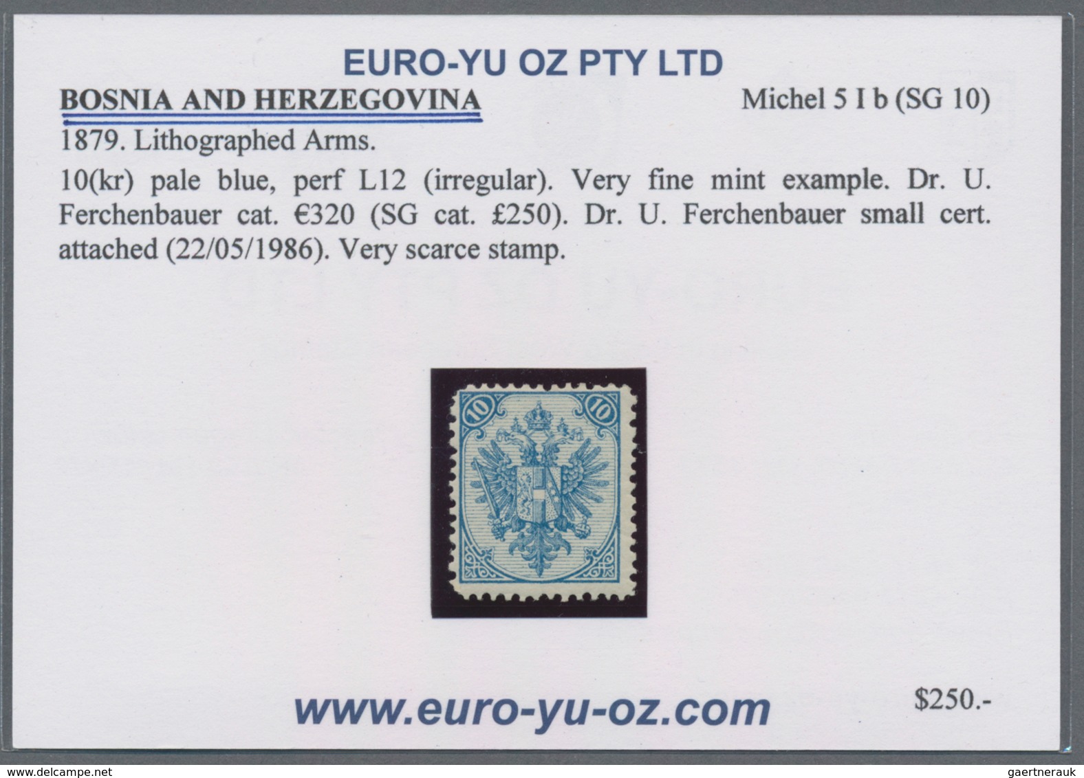 Bosnien und Herzegowina: 1879/1899, Definitives "Double Eagle", 10kr. blue, specialised assortment o