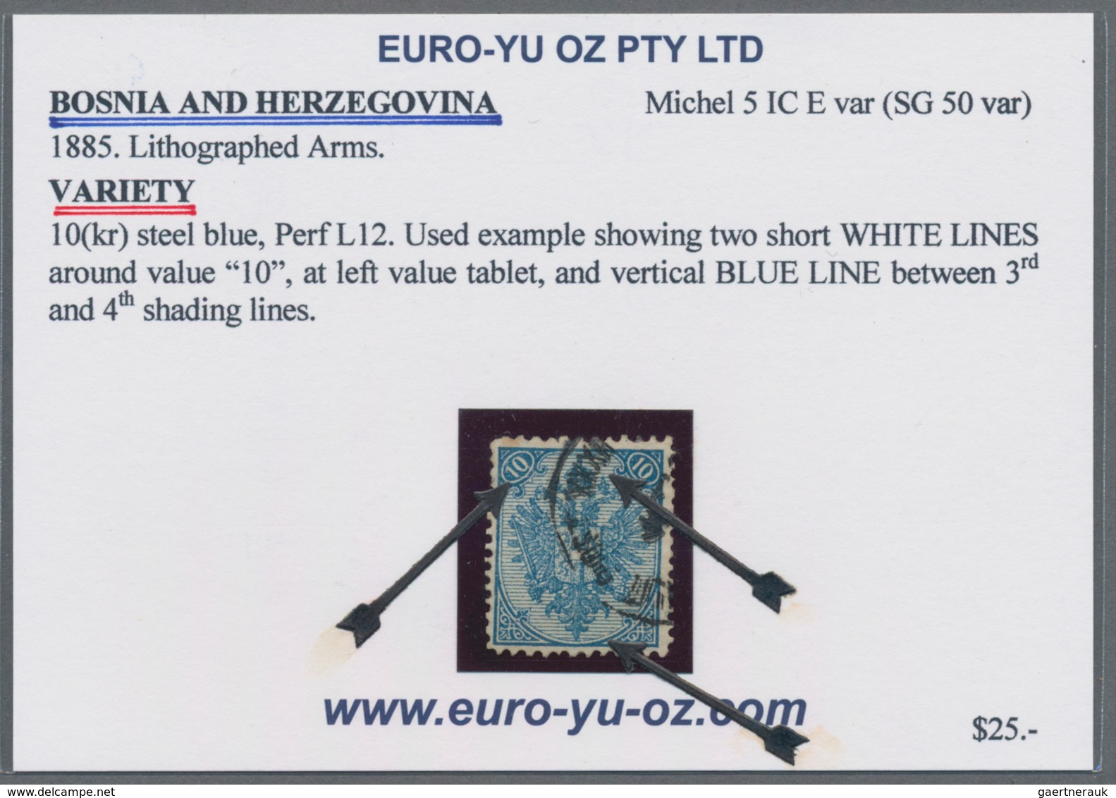 Bosnien und Herzegowina: 1879/1899, Definitives "Double Eagle", 10kr. blue, specialised assortment o