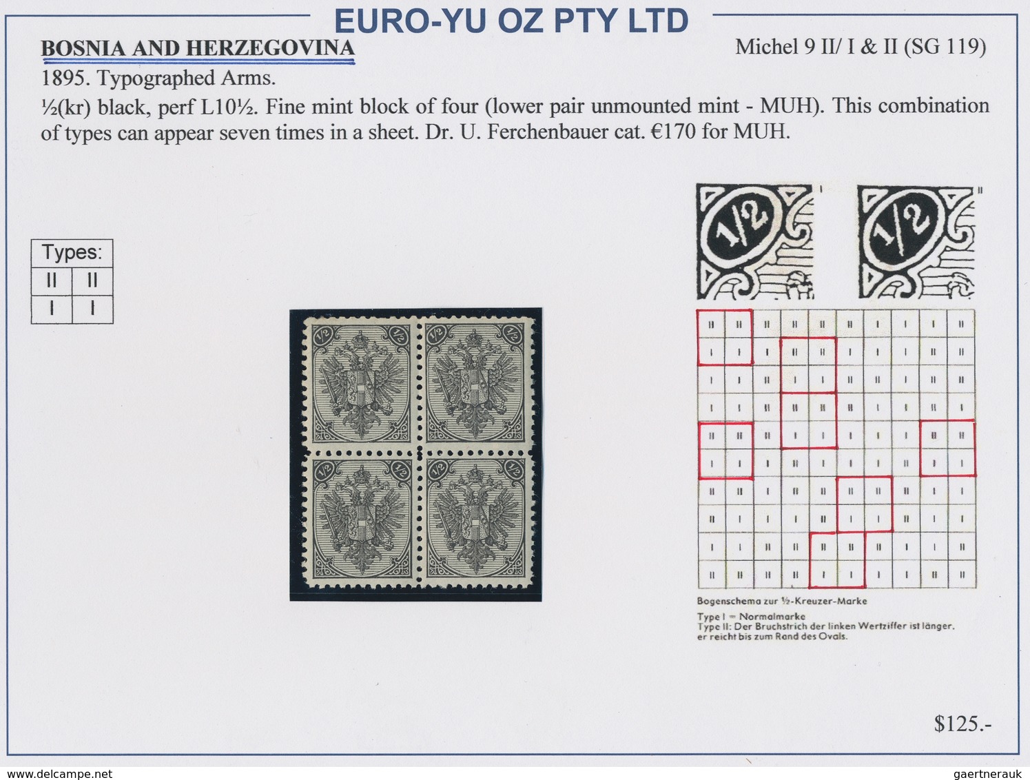 Bosnien Und Herzegowina: 1891/1900, Coat Of Arms, Specialised Assortment Of 74 Stamps Incl. Blocks O - Bosnia Herzegovina