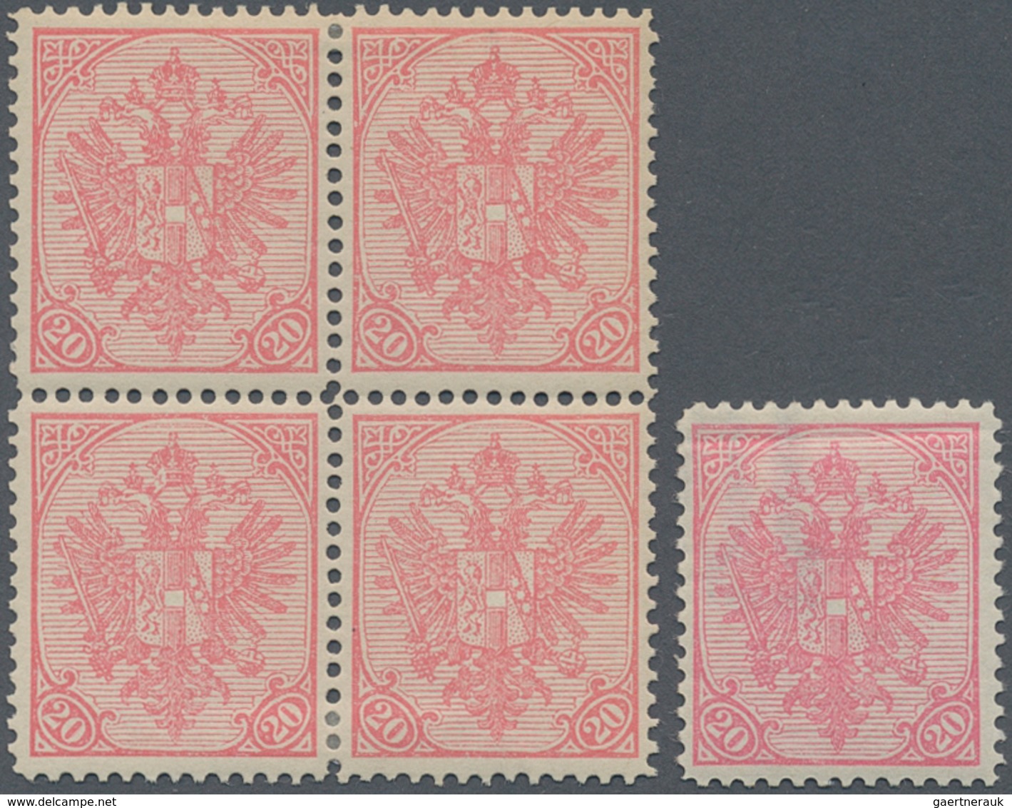 Bosnien Und Herzegowina: 1900, Definitives "Double Eagle", 20h. Rose, Specialised Assortment Of 26 S - Bosnia And Herzegovina