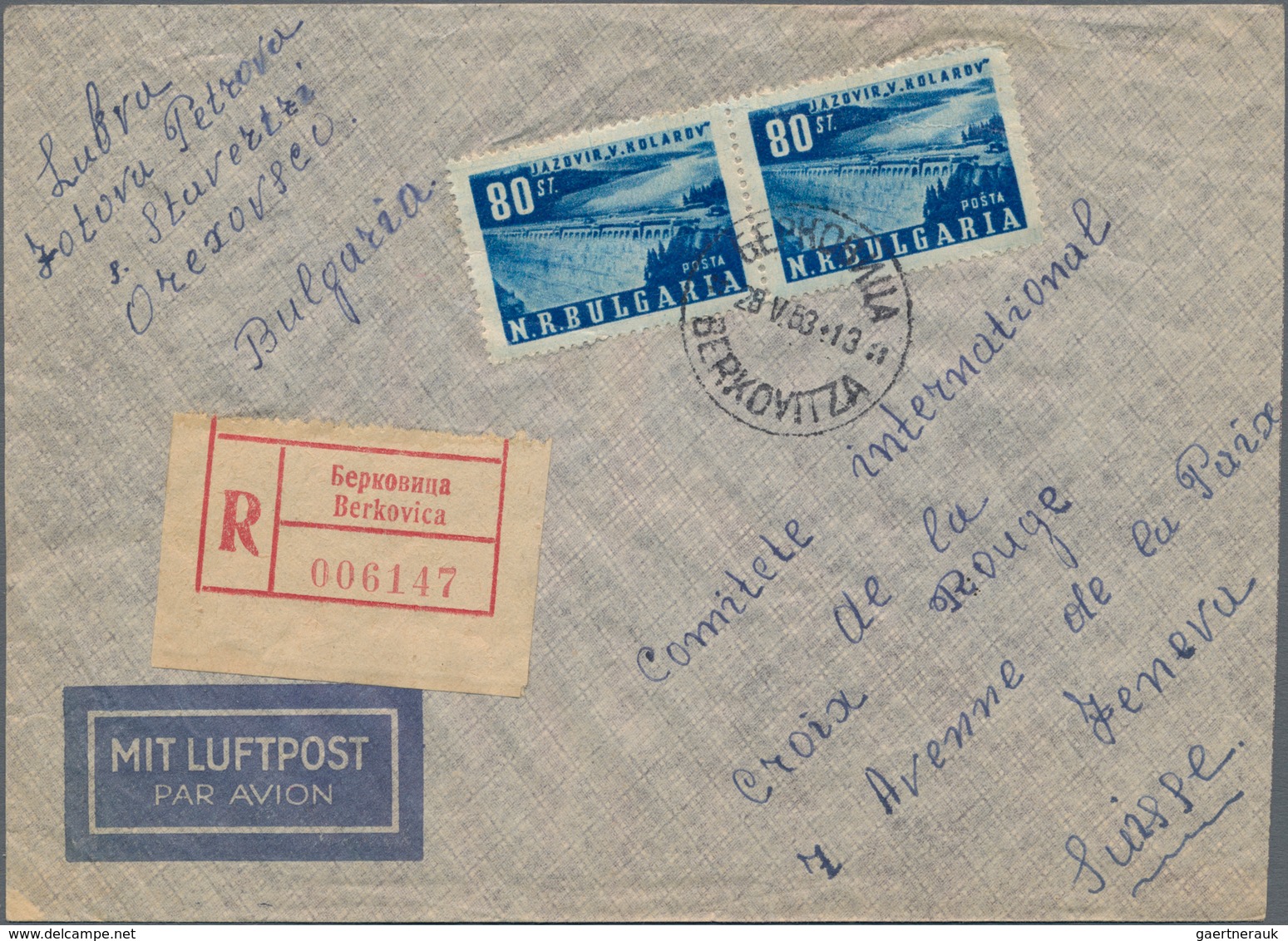 Bulgarien: 1953/1960, holding of apprx. 227 commercial covers bearing commemoratives, incl. register