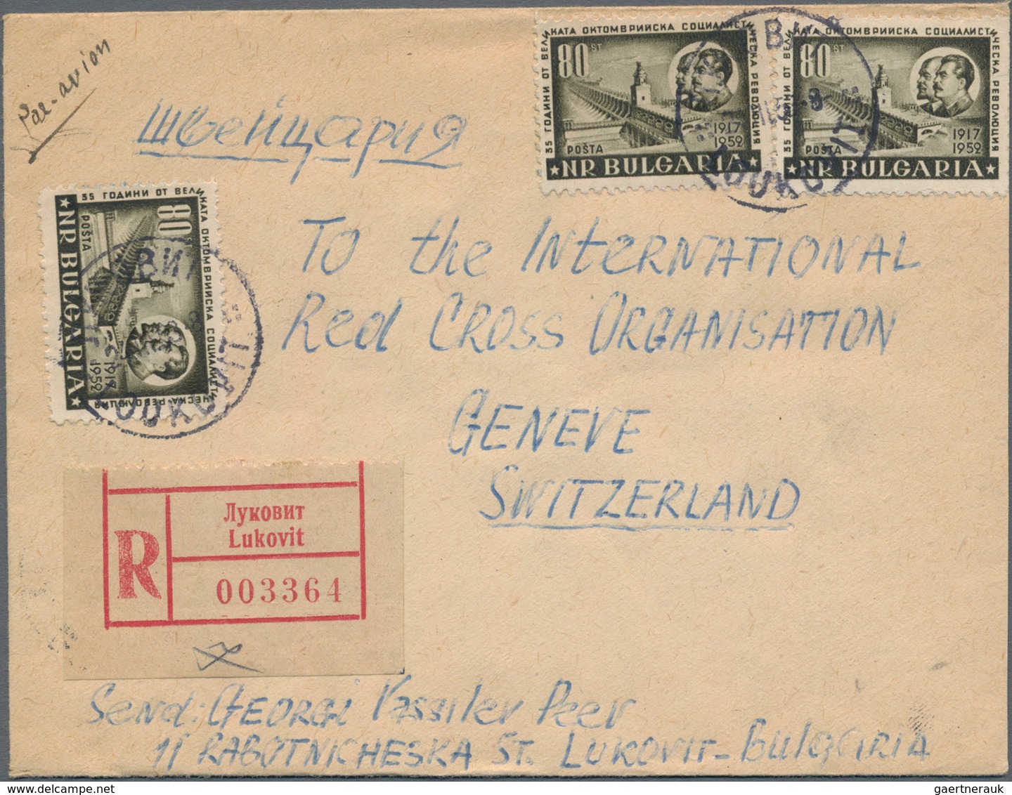 Bulgarien: 1953/1960, holding of apprx. 227 commercial covers bearing commemoratives, incl. register