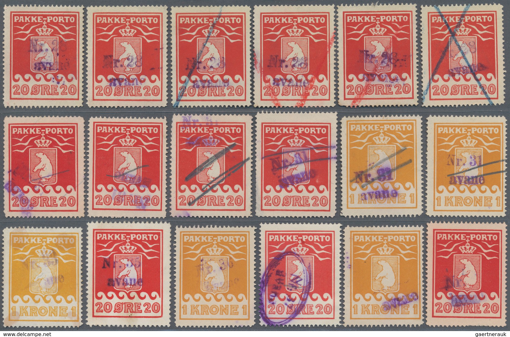 Dänemark - Grönländisches Handelskontor: 1915/1937, Nice Collection Of 58 PAKKE-PORTO Stamps. All Wi - Sonstige & Ohne Zuordnung