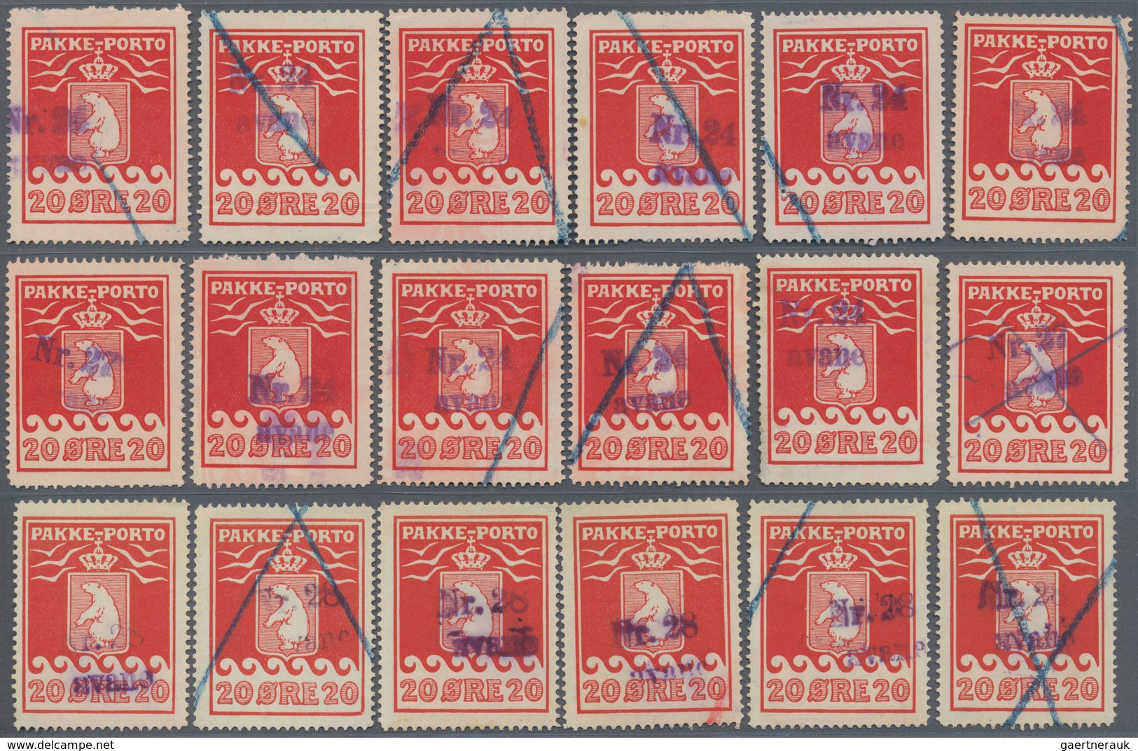 Dänemark - Grönländisches Handelskontor: 1915/1937, Nice Collection Of 58 PAKKE-PORTO Stamps. All Wi - Andere & Zonder Classificatie