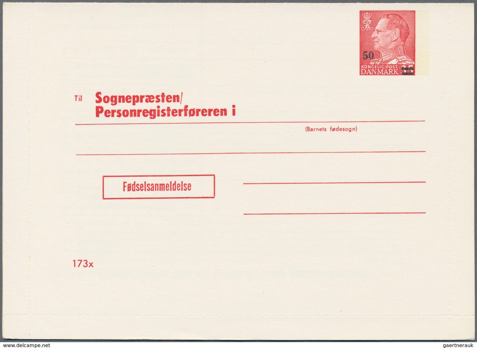 Dänemark - Ganzsachen: 1953-67: Six Official Letter Cards For Birth Announcements, All Different, Fr - Postwaardestukken