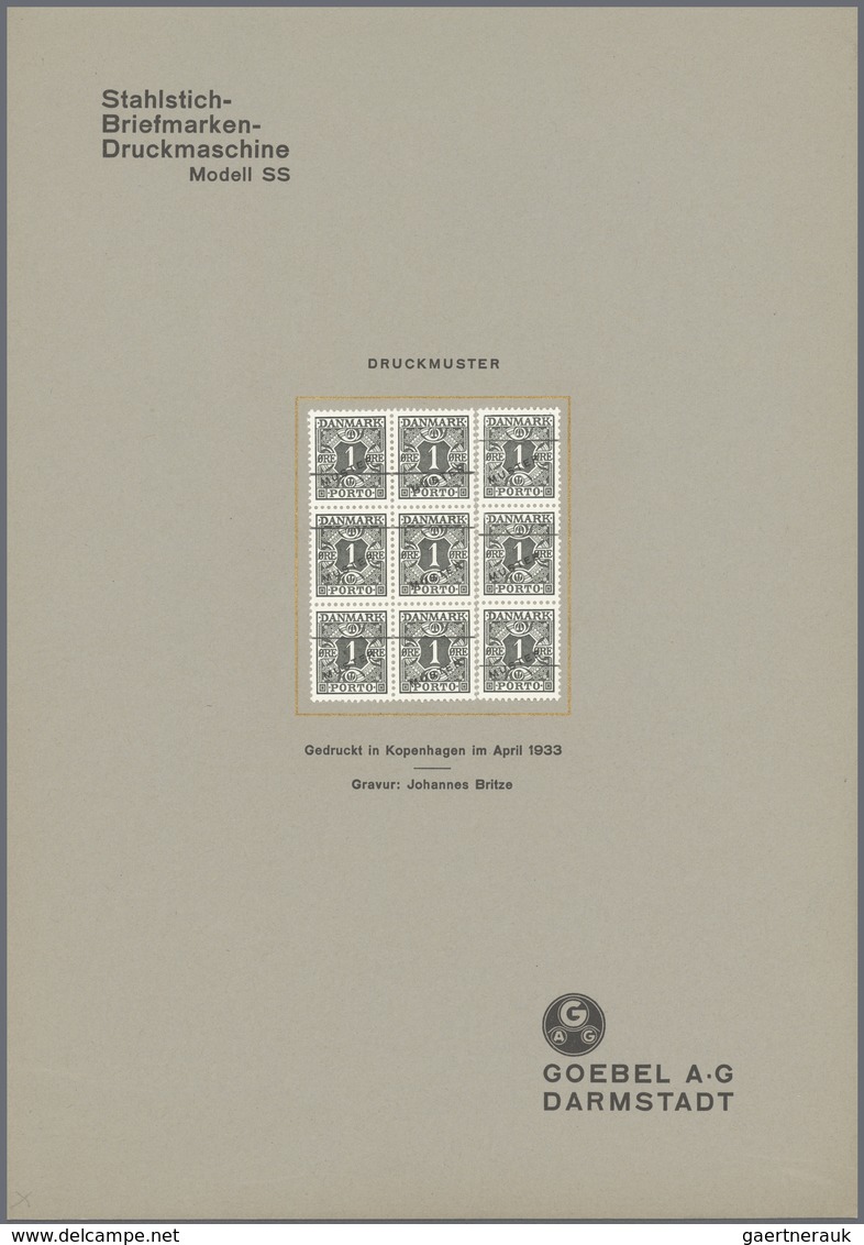 Dänemark - Besonderheiten: 1933. Proof Printing Of The Postage Due Stamp 1 Öre Green-black In A Bloc - Andere & Zonder Classificatie