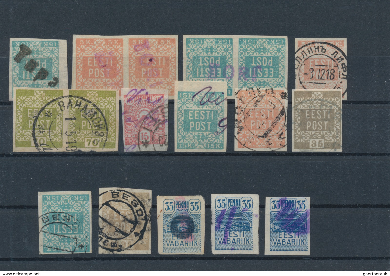 Estland: 1919 - 1920, 47 Stamps With 23 Different Provisional Cancellations. - Estonia