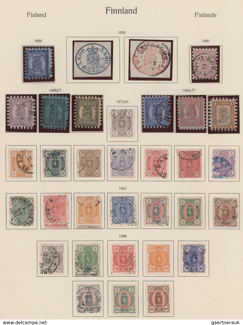 Finnland: 1856/1911, Mainly Used Collection Of Classic And Semi-classic Period On Ancient Album Page - Oblitérés