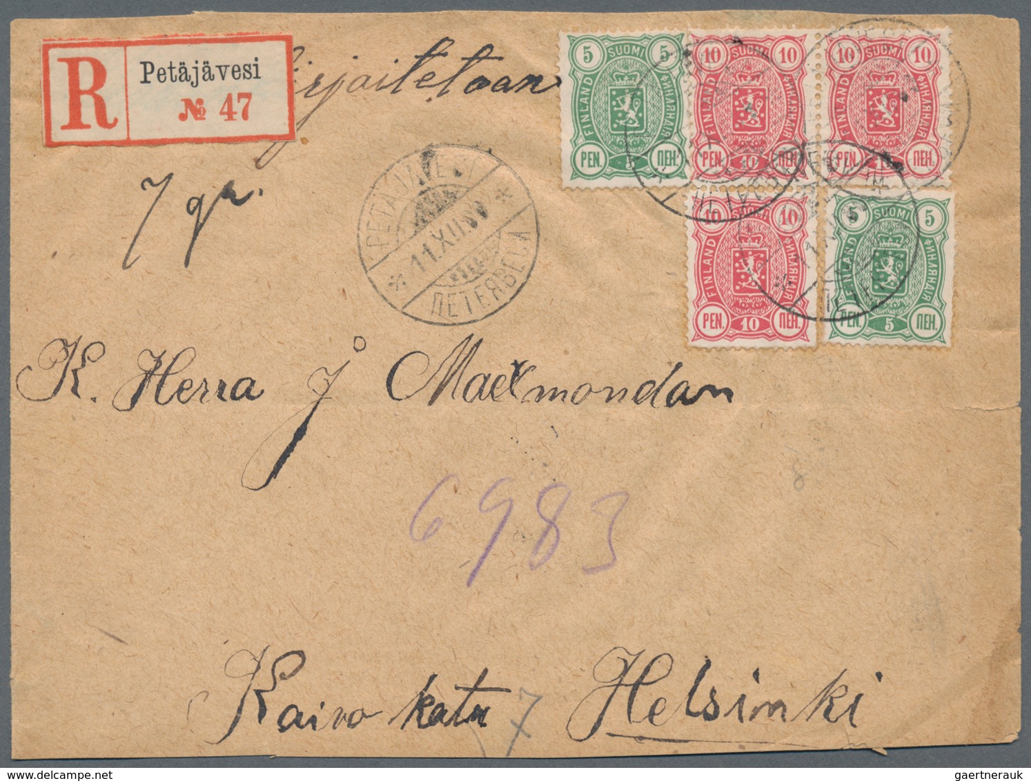 Finnland: 1870/1990, Holding Of Ca. 150 Letters, Cards And Postal Stationery, Incl. Registered Mail, - Oblitérés