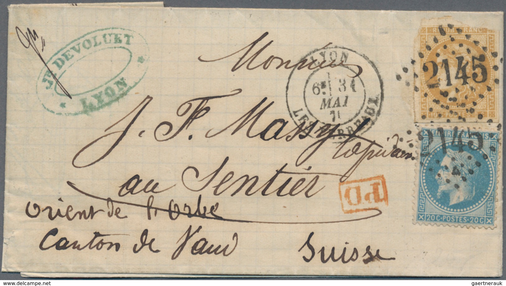 Frankreich: 1852/1940 Accumulation Of Ca. 290 Letters (mostly Classic Until 1875), Cards And Postal - Verzamelingen