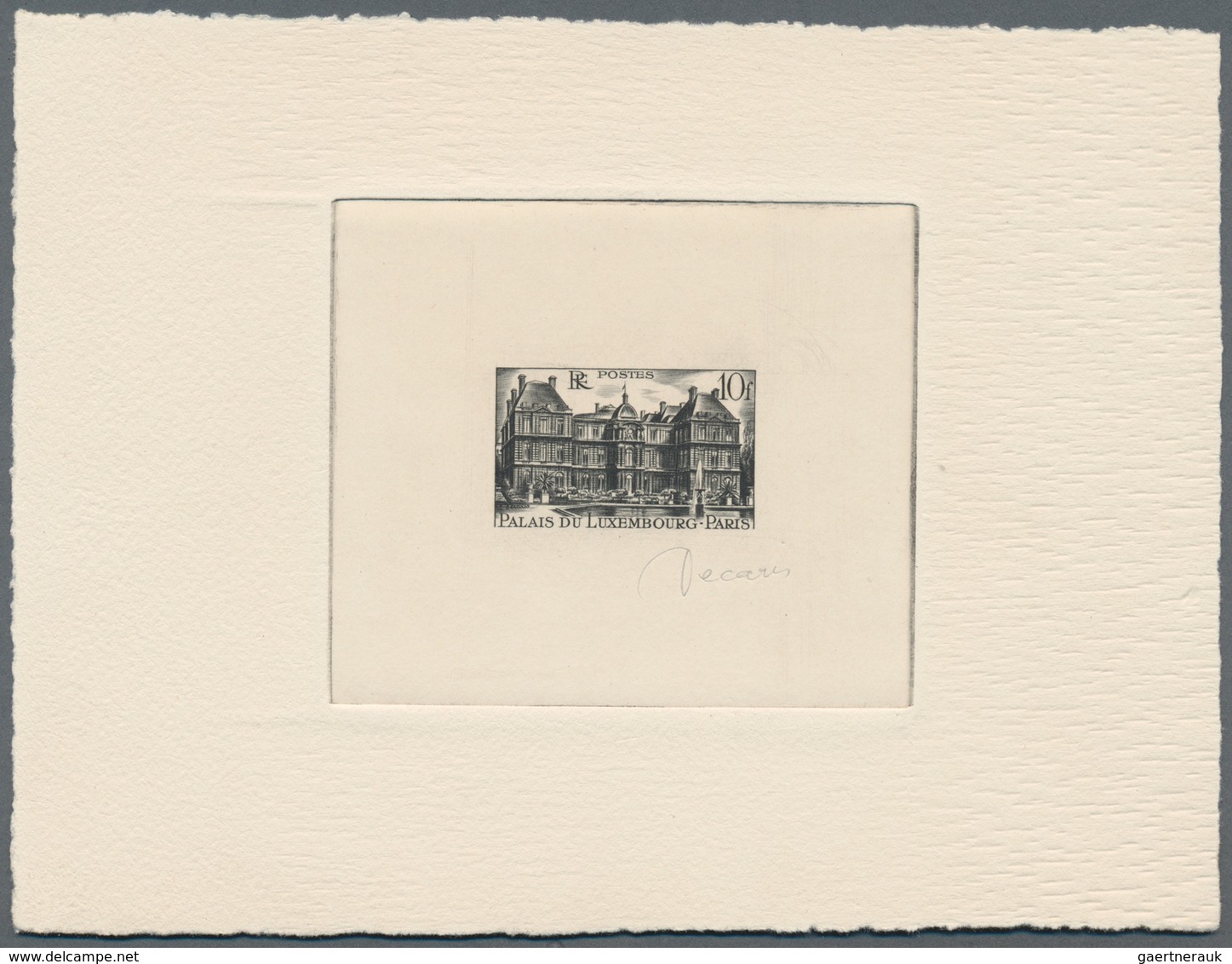 Frankreich: 1946/1948, Group Of Four Epreuve D'artiste: 1946 10fr. "Palais Du Luxembourg" EDA In Bla - Sammlungen