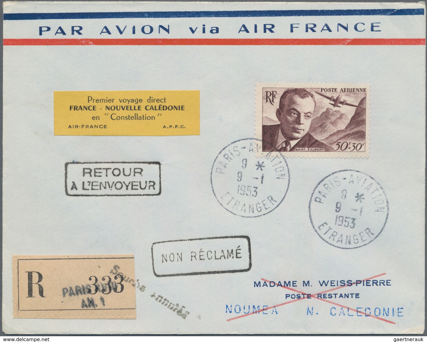 Frankreich: 1950/1959, FIRST AND SPECIAL FLIGHTS, Lot Of 63 Airmail Covers/cards Bearing Attractive - Sammlungen