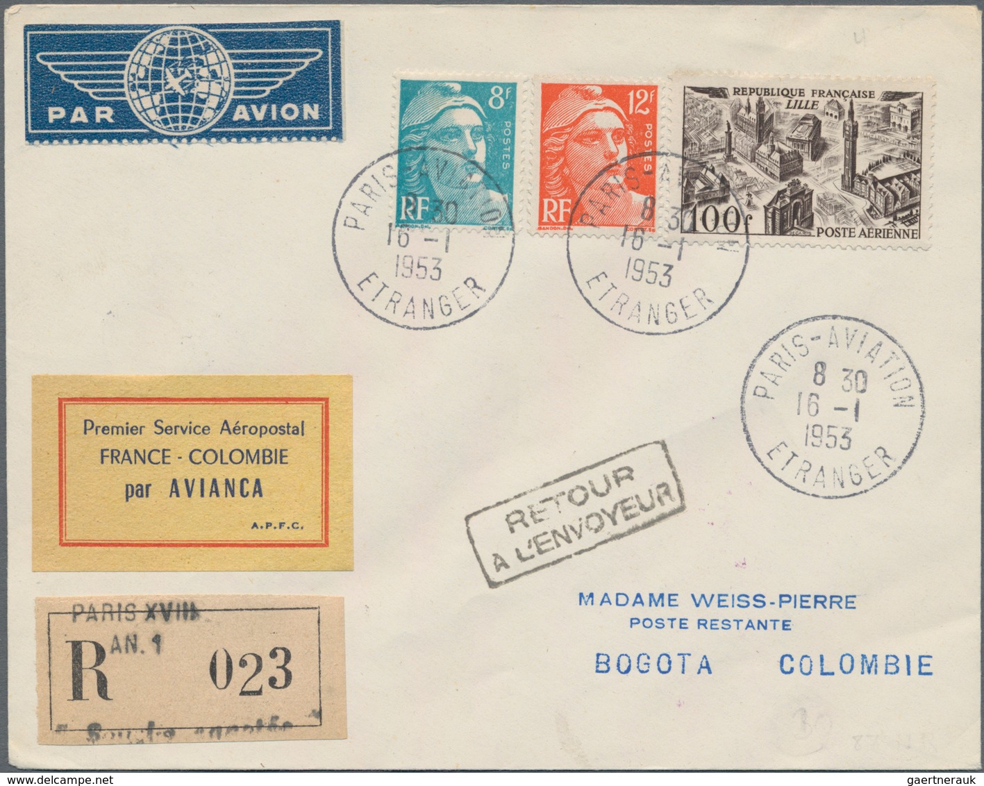 Frankreich: 1950/1959, FIRST AND SPECIAL FLIGHTS, Lot Of 63 Airmail Covers/cards Bearing Attractive - Colecciones Completas