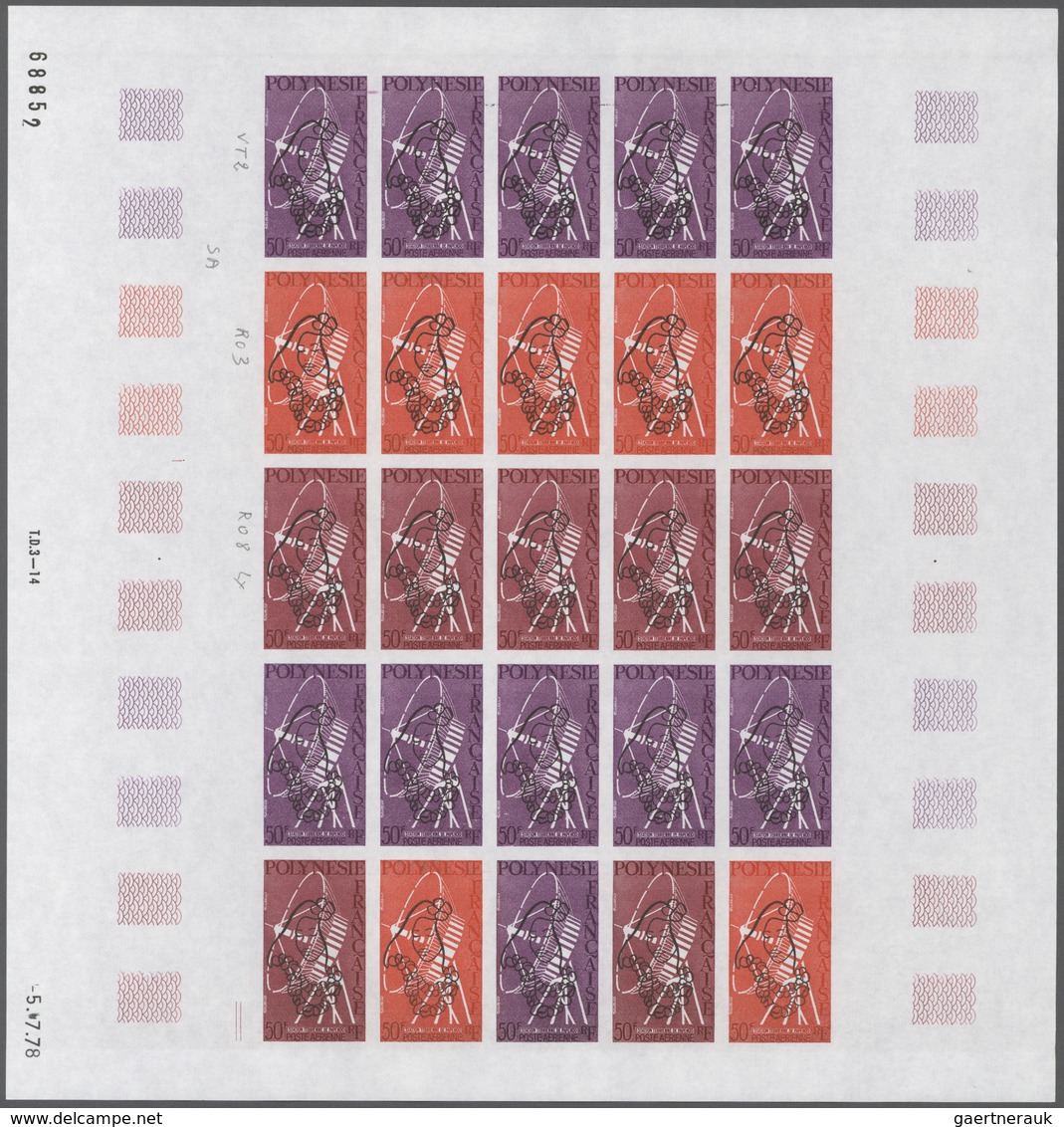 Frankreich: 1961/1979, France and area, IMPERFORATE COLOUR PROOFS, MNH assortment of 33 complete she