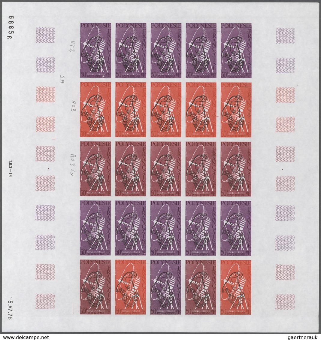 Frankreich: 1961/1979, France and area, IMPERFORATE COLOUR PROOFS, MNH assortment of 33 complete she