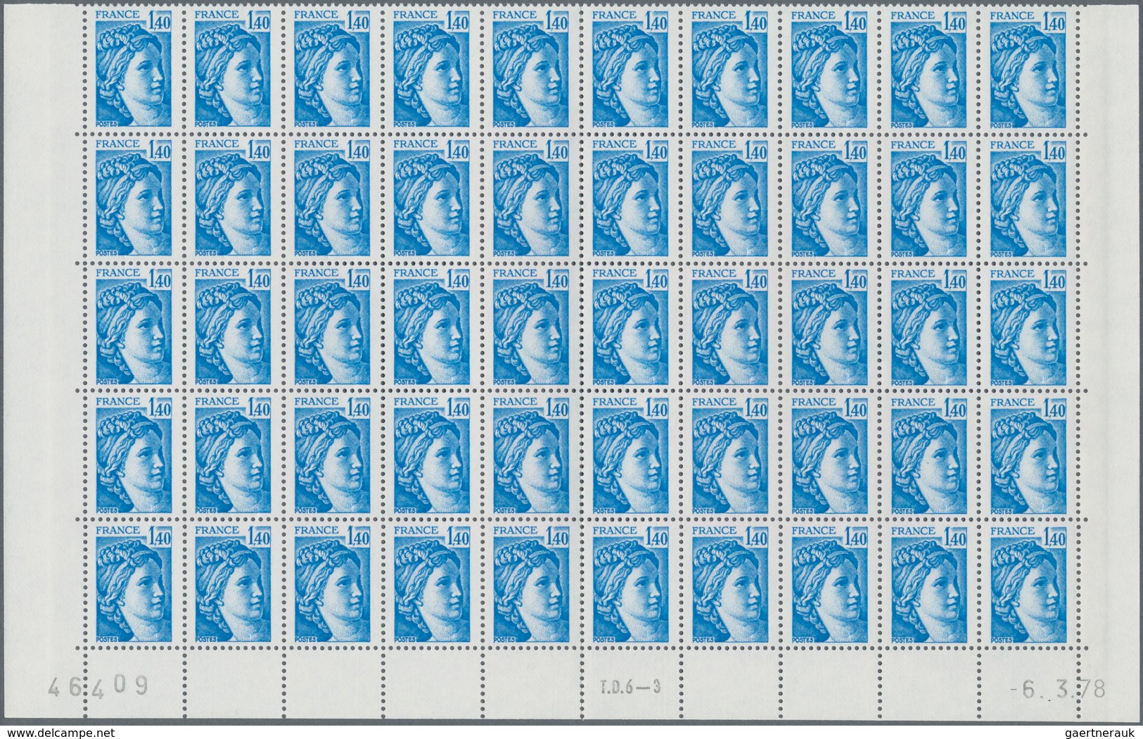 Frankreich: 1978, Definitives "Sabine De Gandon", MISSING PHOSPHOR (BRILLIANT GUM), 0.10fr.-3fr., Ei - Colecciones Completas