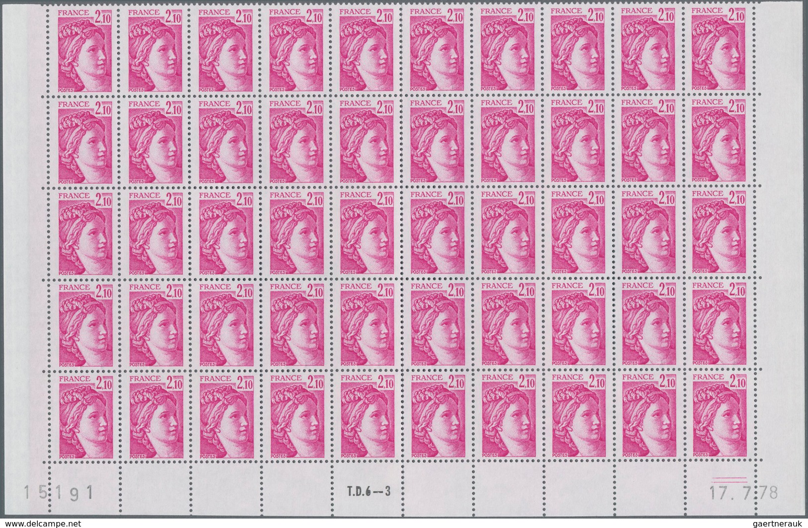 Frankreich: 1978, Definitives "Sabine De Gandon", MISSING PHOSPHOR (BRILLIANT GUM), 0.80fr.-2.10fr., - Sammlungen