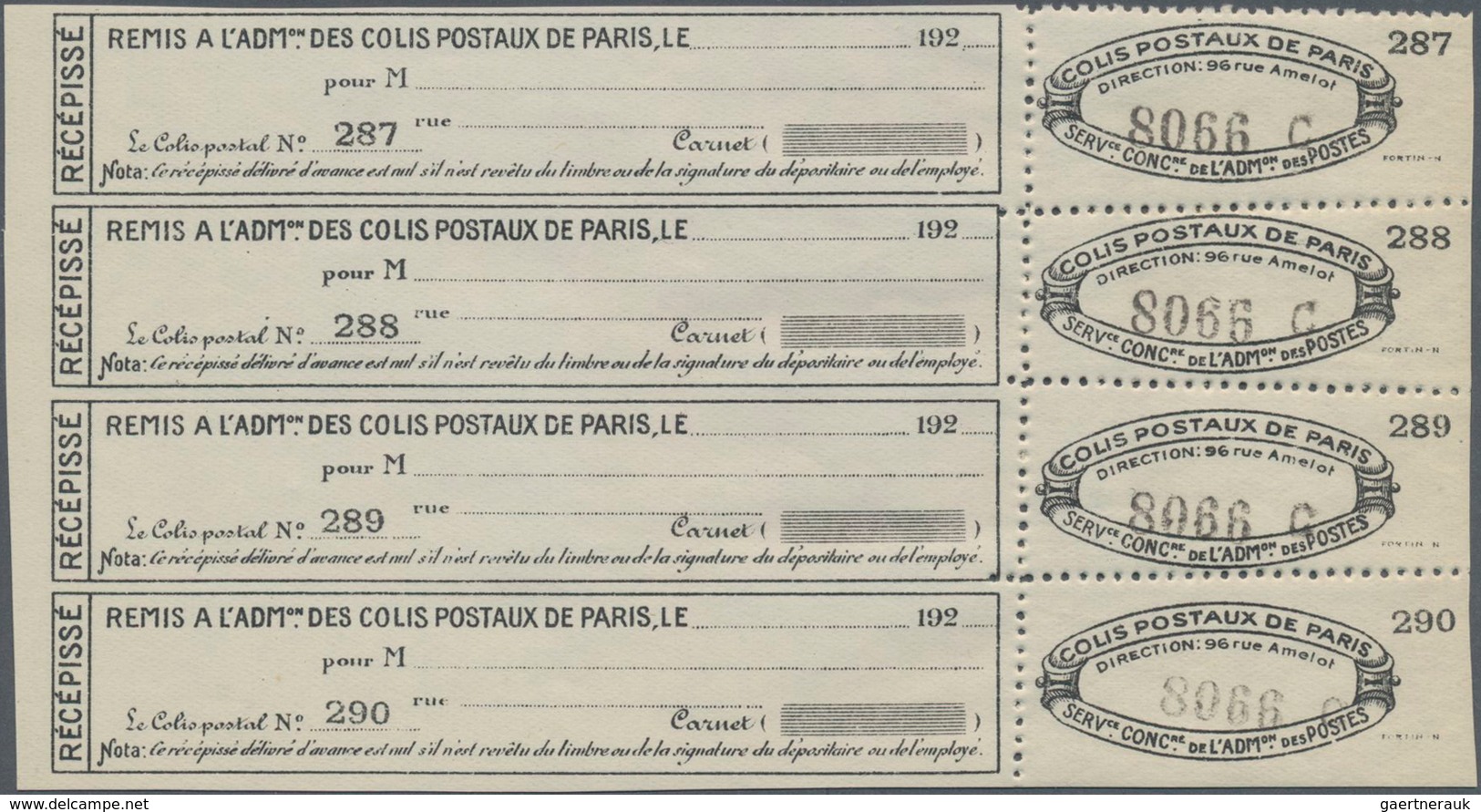 Frankreich - Postpaketmarken: PARCEL POST PARIS: 1926, Two-part Coupon 'COLIS POSTAUX DE PARIS' Blac - Sonstige & Ohne Zuordnung