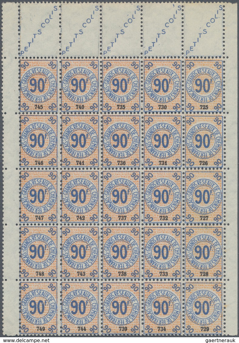 Frankreich - Postpaketmarken: 1935, Grands Reseaux De Chemins De Fer Francais 90fr.blue/red In A Lot - Autres & Non Classés