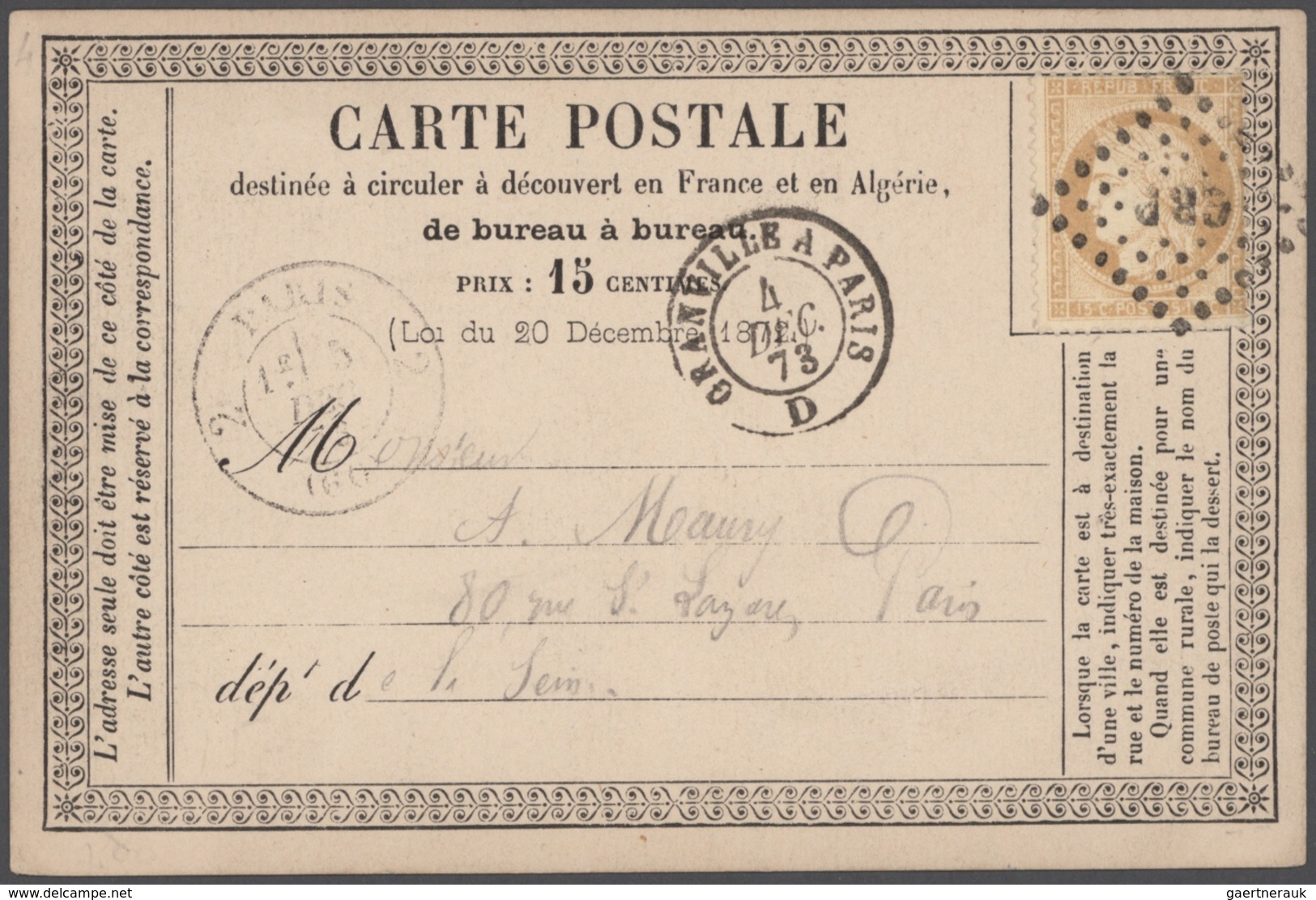 Frankreich - Ganzsachen: 1873/1943, Assortment Of Apprx. 105 Stationeries Incl. 50 Pieces "1873 Type - Sonstige & Ohne Zuordnung