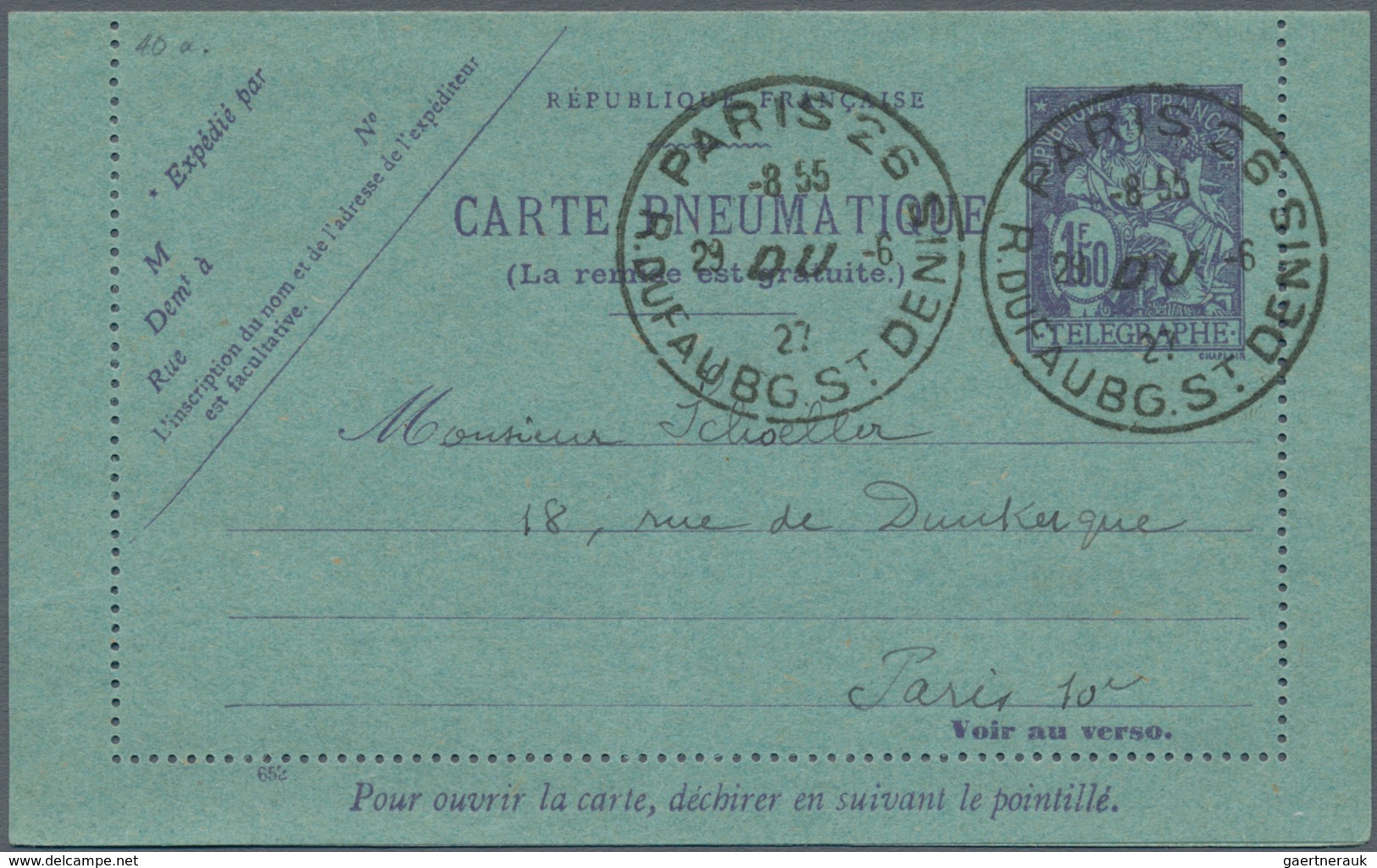 Frankreich - Ganzsachen: 1880/1929 Ca. 60 Unused And Used Postal Stationeries For The Pneumatic Tube - Autres & Non Classés