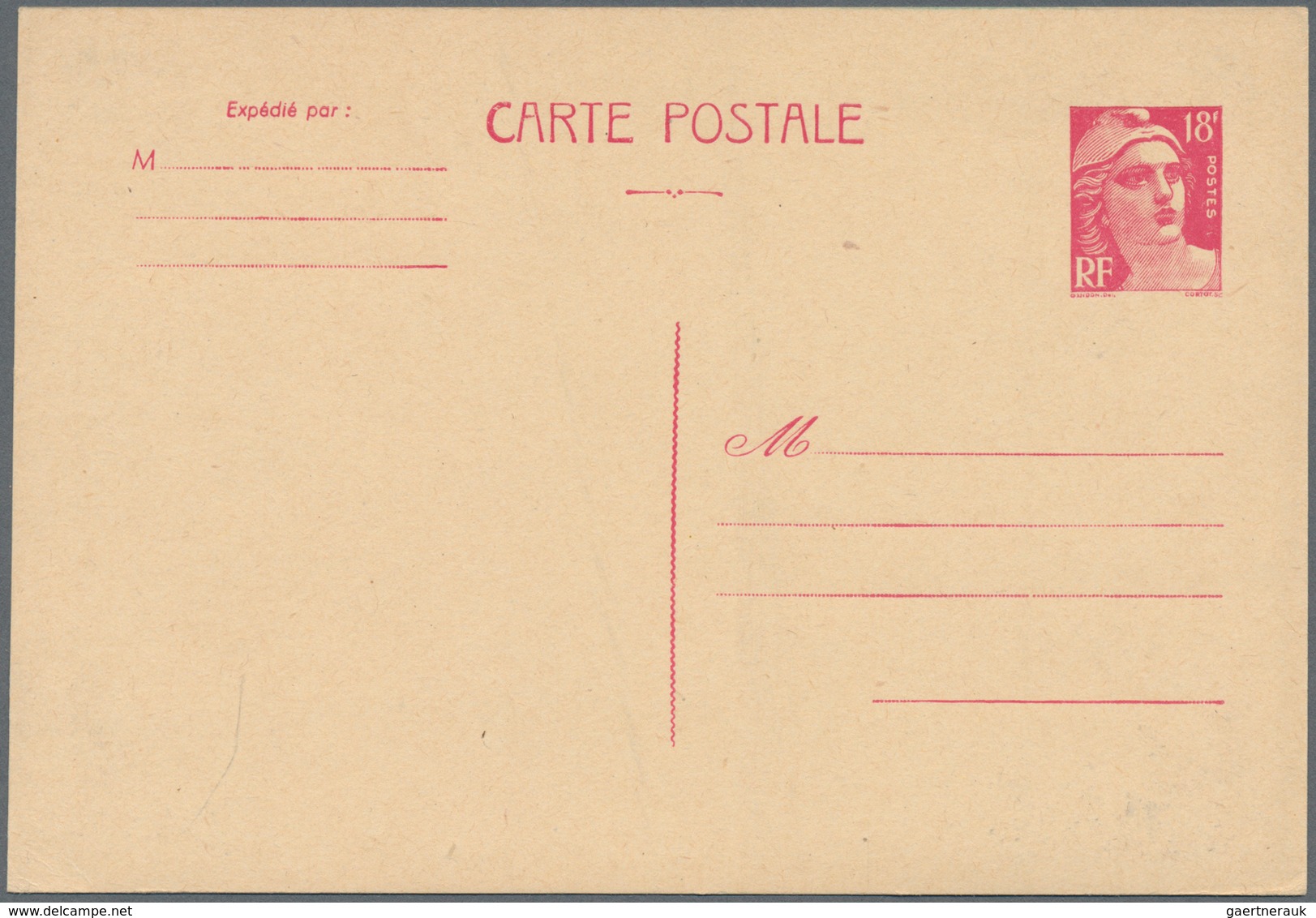 Frankreich - Ganzsachen: 1951, Stationery Card Marianne 18fr. Red, Lot Of Ten Unused Pieces. Michel - Sonstige & Ohne Zuordnung