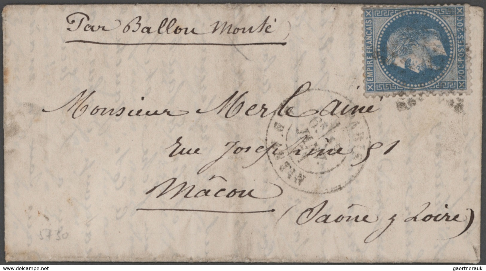 Frankreich - Ballonpost: 1870/1871, Franco-Prussian War in general and Ballon monte in particular, s